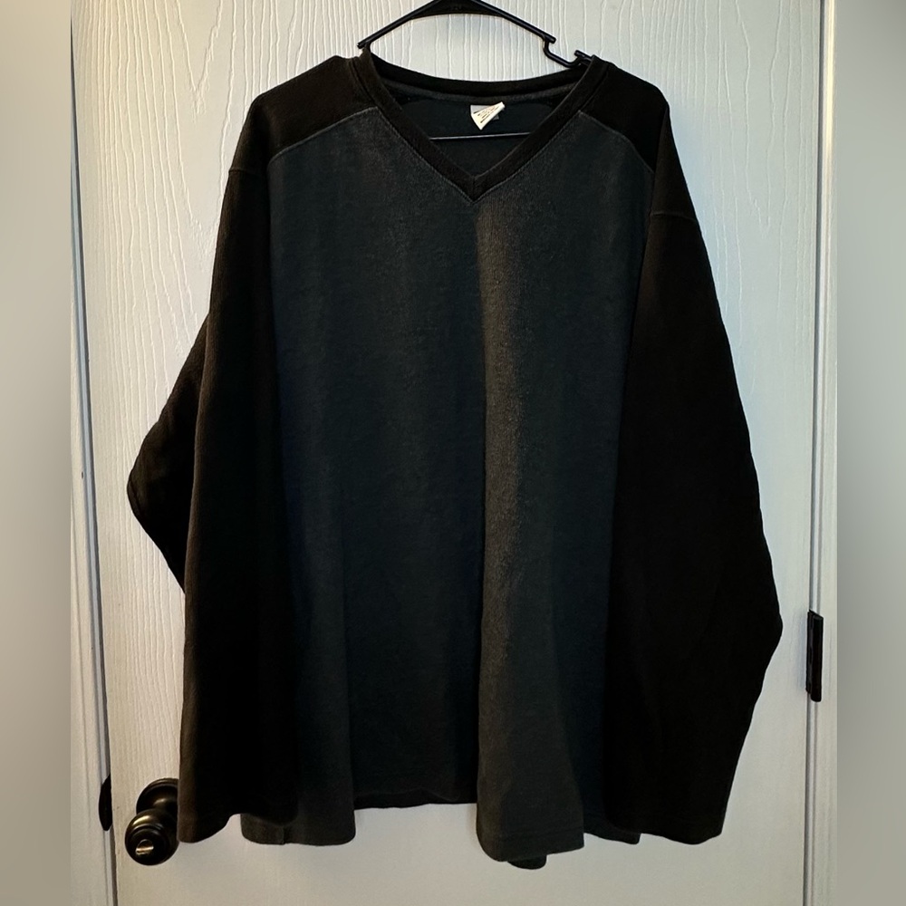 Old Navy two tone dark gray‎ long sleeve V-neck pullover sweater men’s XXL